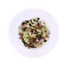 Meat salad with mushrooms.