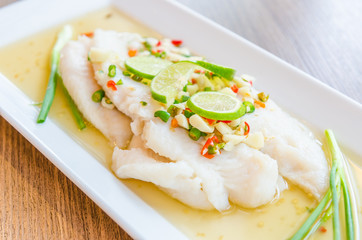 Steamed basa fish
