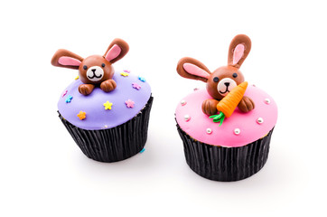 Easter cupcakes isolated white background