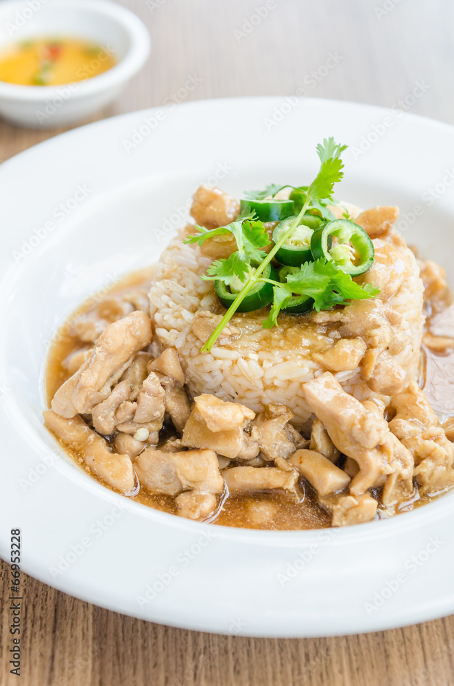 Canvas Prints chicken with brown sauce on rice