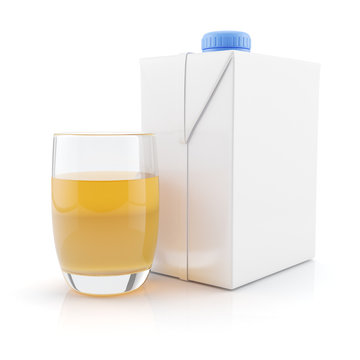 Juice pack and glass