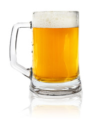 glass mug with beer isolated on white