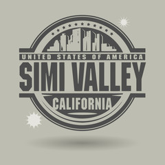 Stamp or label with text Simi Valley, California inside