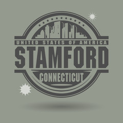 Stamp or label with text Stamford, Connecticut inside