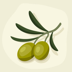 Stylized vector illustration of fresh ripe olive branch.