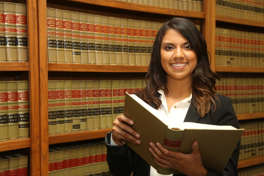 Female Lawyer in Law Library