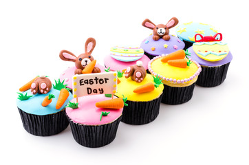 Easter cupcakes isolated white background