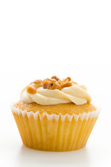 Nuts cupcake isolated on white background