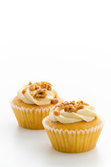 Nuts cupcake isolated on white background