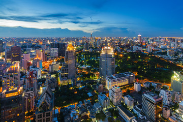 Fototapeta na wymiar After sunset Bangkok cityscape