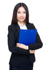 Business woman hold with clipboard