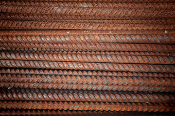 Old steel rods for construction