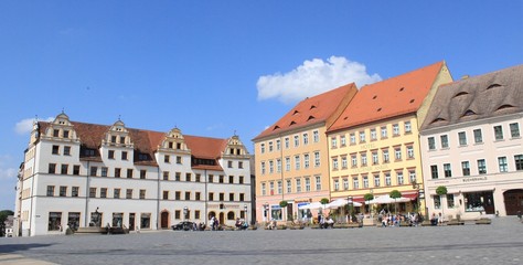 Prächtiger Marktplatz in Torgau an der Elbe