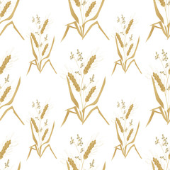 Fototapeta na wymiar Seamless pattern with wheat ears for wallpaper design
