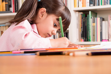 Little girl doing homework