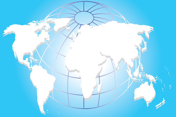 Vector of Continenta of World Map on Blue Art Background.