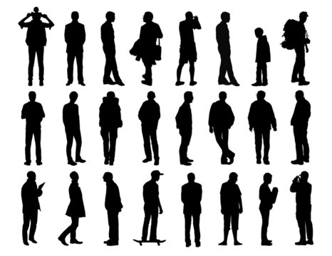 big set of men standing silhouettes 2