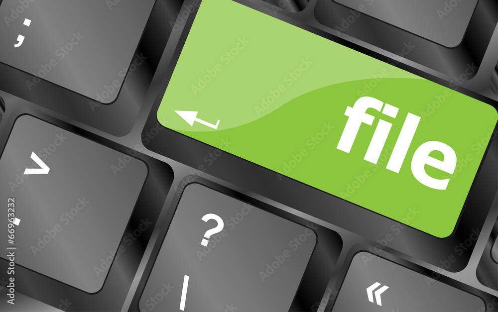Poster file button on computer pc keyboard key