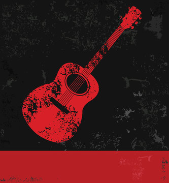 Guitar symbol,grunge vector