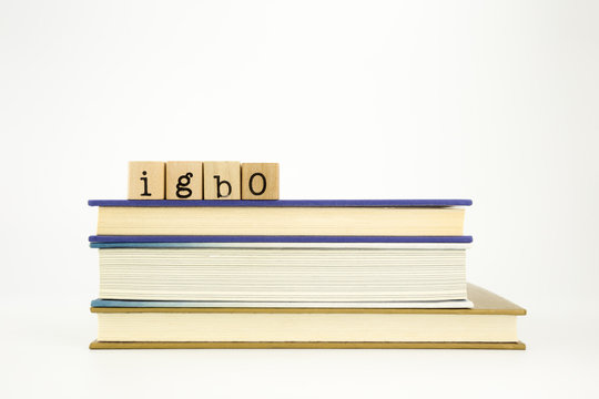 lgbo language word on wood stamps and books