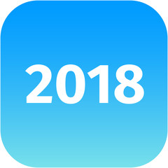 year 2018 blue icon