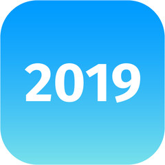 year 2019 blue icon