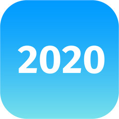 year 2020 blue icon