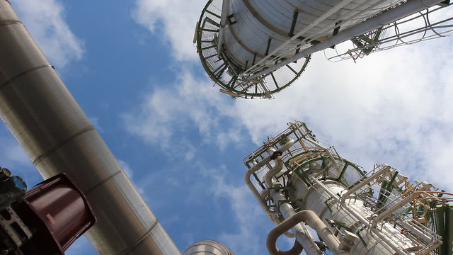 Time lapse of refining tower ,High Angle Vertical approach