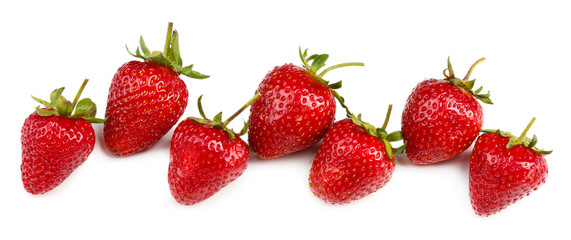 Red ripe strawberries, isolated on white