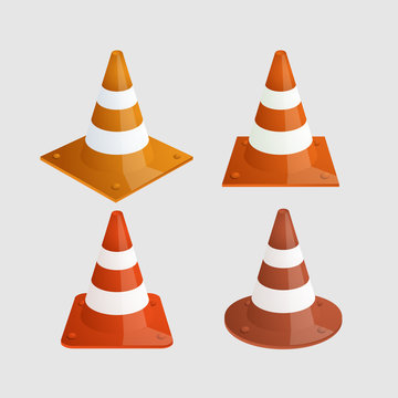 Vector modern traffic cones icons set