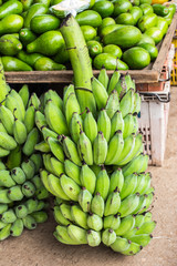 Bunch of fresh green bananas.