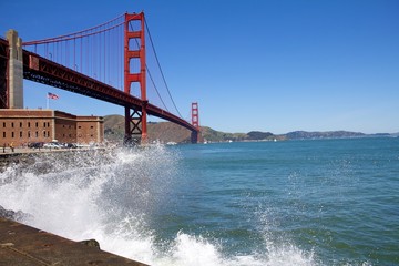 Waves Crashing by the Golden Gate Bridge