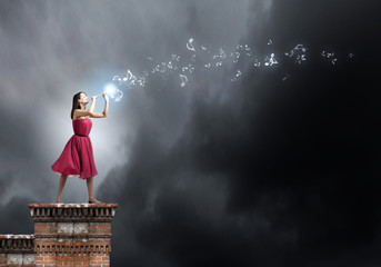 Woman playing fife