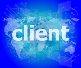 SEO web design concept: client on business digital background