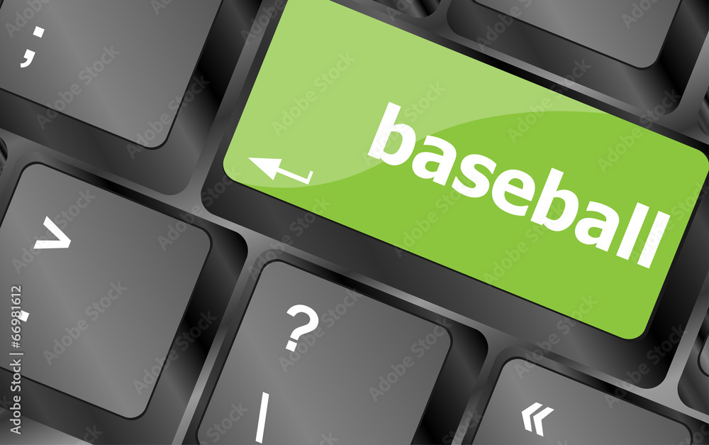 Fototapete baseball word on keyboard key, notebook computer