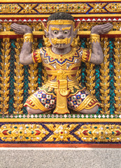 Fototapeta premium giant statue on church wall.