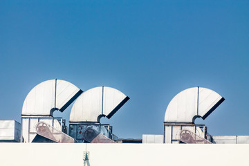 Industrial air conditioning and ventilation systems on a roof