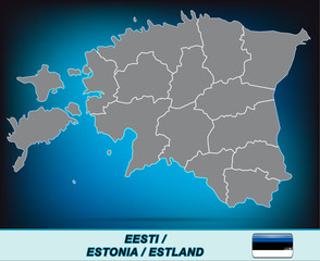 Karte von Estland in leuchtend blau