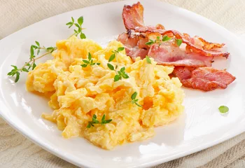 Wall murals Fried eggs Scrambled eggs and bacon