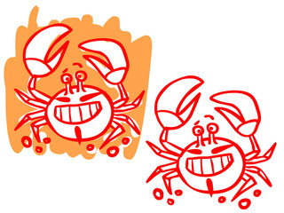 The illustration of a cartoon funny crayfish.