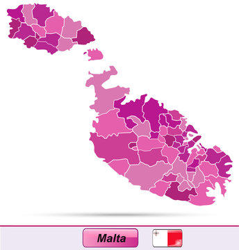Karte von Malta mit Grenzen