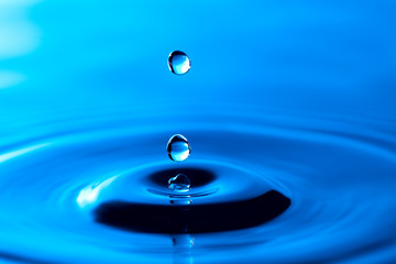 Splash of water crown on blue surface