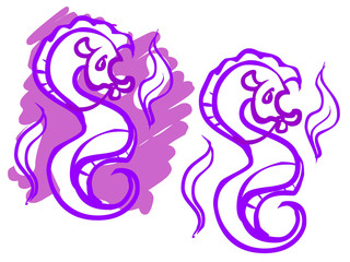 The illustration of a cartoon seahorse.