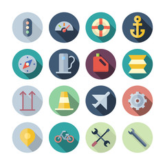 Flat Design Icons For Transportation