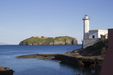 Fototapeta na wymiar santo stefano island and lighthouse of ventotene