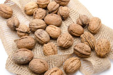 Walnuts on burlap