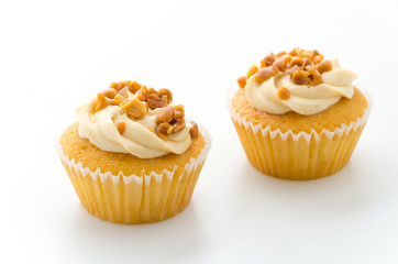 Nuts cupcake isolated on white background
