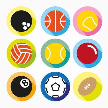 Flat and round sport icons
