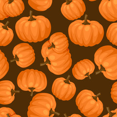 Seamless vector pattern with fresh ripe pumpkins.