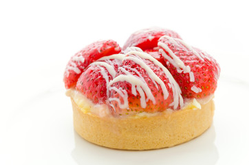 Strawberry tart isolated on white